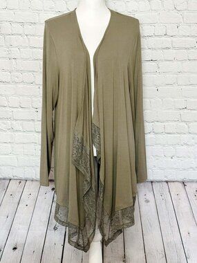Torrid Olive Green Lace Trim Light Cardigan